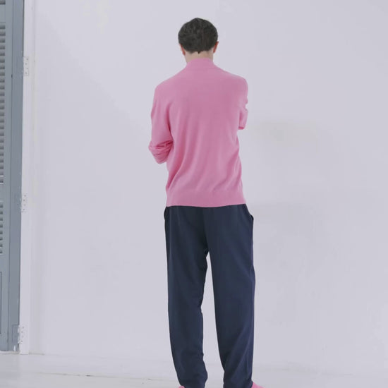 Mens Cashmere 1/4 Zip Sweater Baker Miller Pink