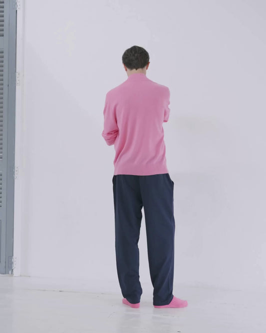 Mens Cashmere 1/4 Zip Sweater Baker Miller Pink