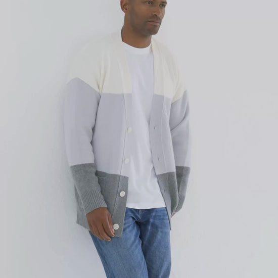 Men's Cashmere Boyfriend Cardigan Colour Block