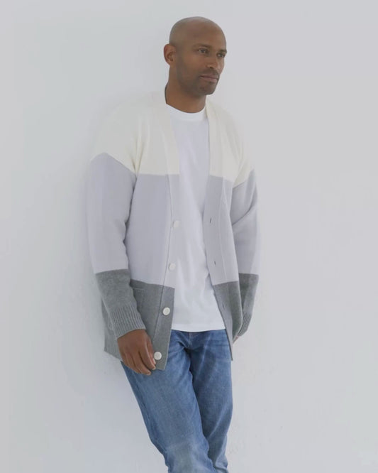 Men's Cashmere Boyfriend Cardigan Colour Block