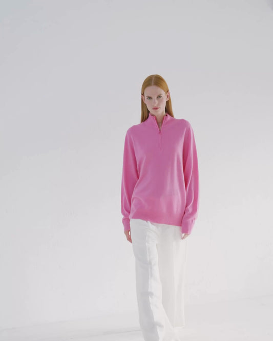 Cashmere 1/4 Zip Sweater Baker Miller Pink