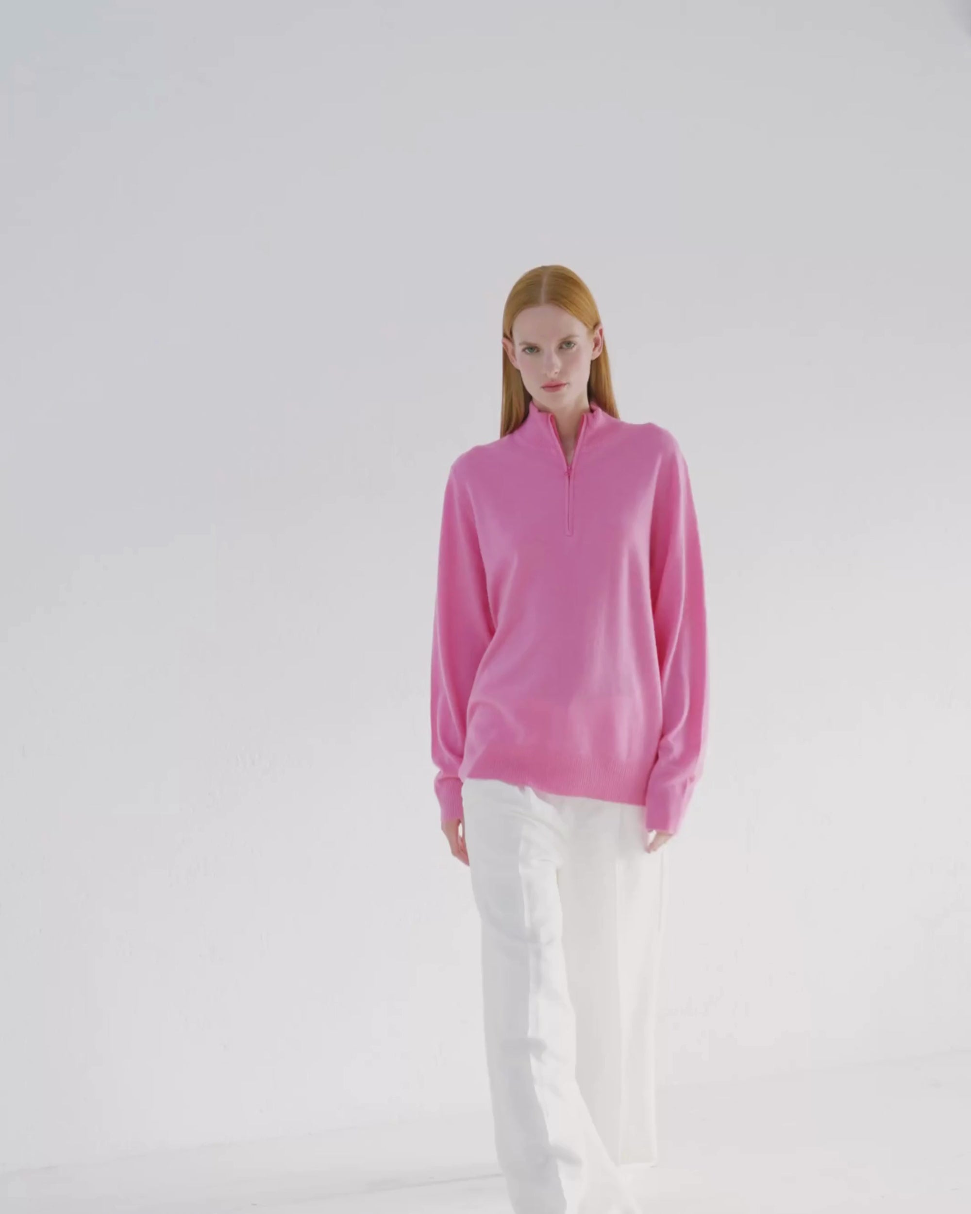 Cashmere 1/4 Zip Sweater Baker Miller Pink
