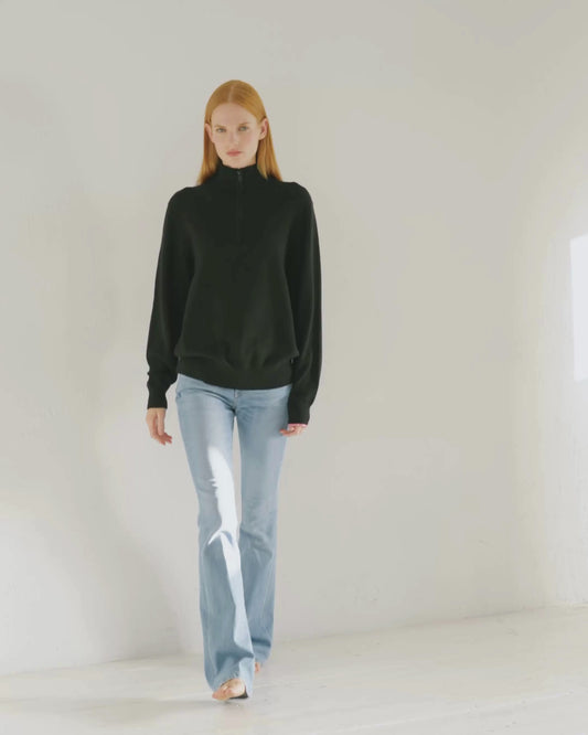 Cashmere 1/4 Zip Jumper Jet Black