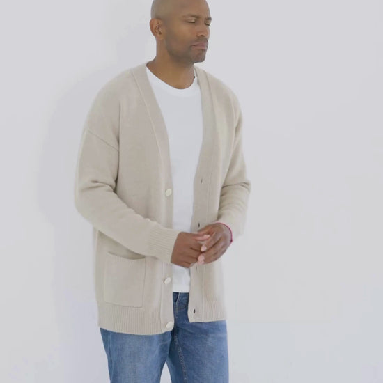 Men's Cashmere Boyfriend Cardigan Sand