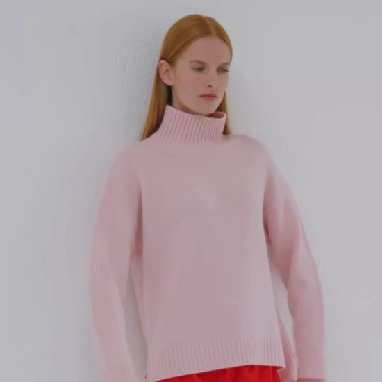 Cashmere Funnel Sweater Blush Pink
