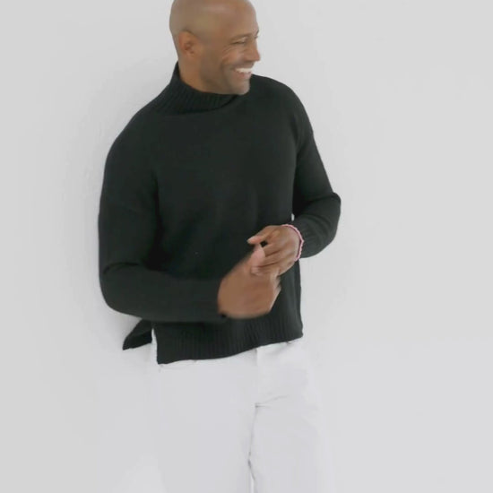Men's Cashmere Funnel Sweater Jet Black