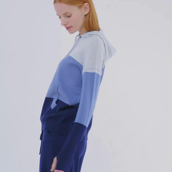 Cashmere Hoodie Sweater Colour Block
