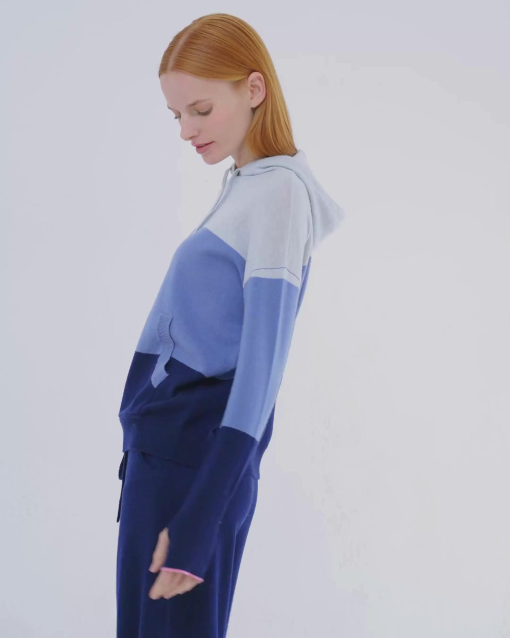 Cashmere Hoodie Sweater Colour Block
