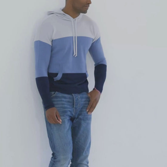Men's Cashmere Hoodie Sweater Colour Block