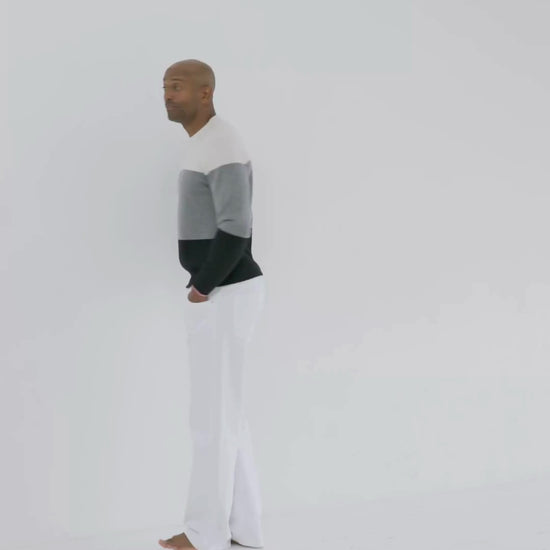 Men's Cashmere Boyfriend Crew Sweater Colour Block