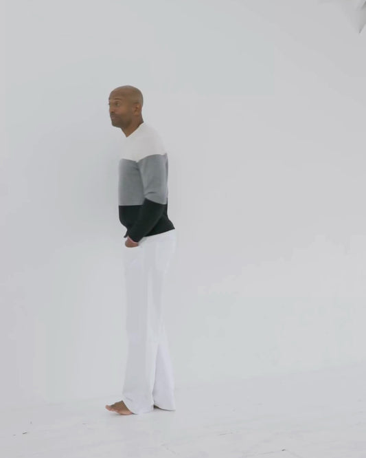 Men's Cashmere Boyfriend Crew Sweater Colour Block