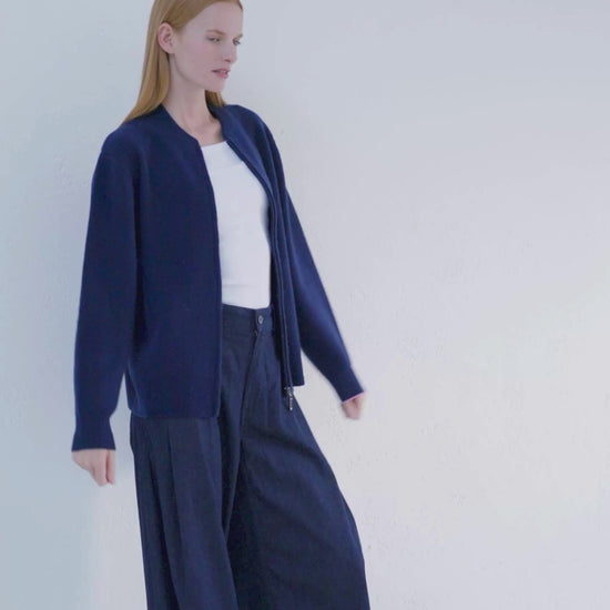 Cashmere Bomber Jacket Midnight Blue