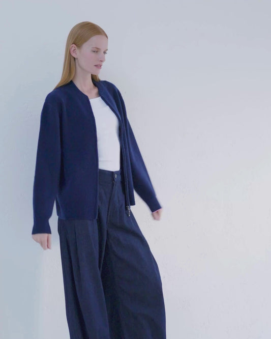 Cashmere Bomber Jacket Midnight Blue