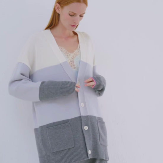 Cashmere Boyfriend Cardigan Colour Block