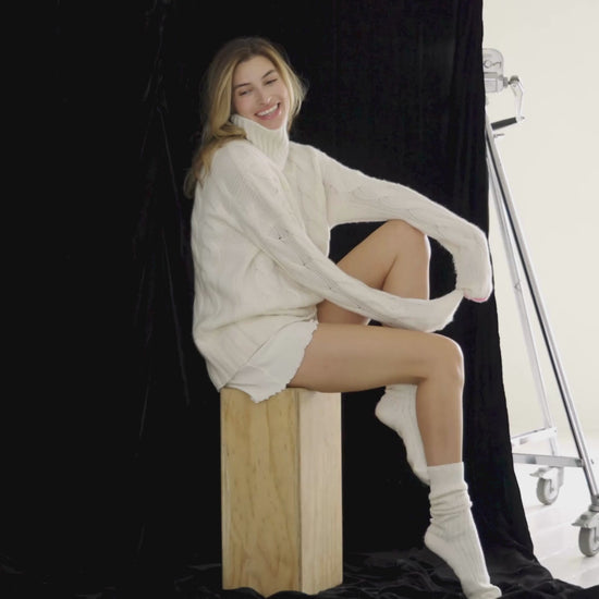 Cashmere Cable Sweater Chalk White
