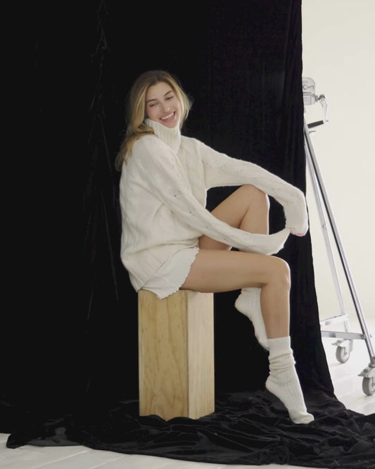 Cashmere Cable Sweater Chalk White