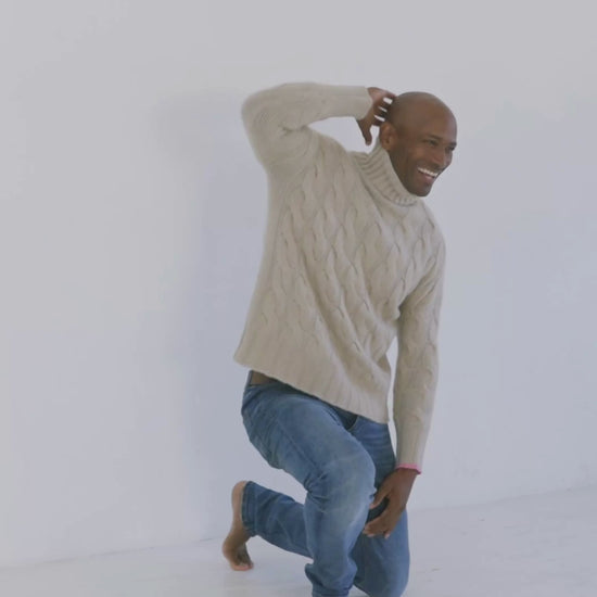 Men's Cashmere Cable Sweater Sand